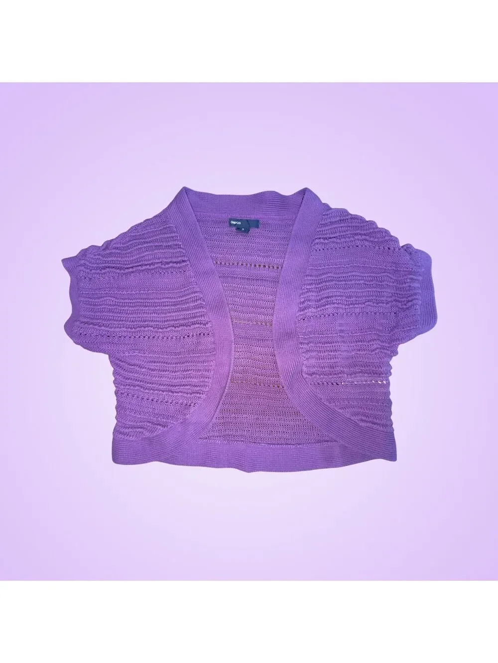 GapKids Girls Size M 8 Purple Open Knit Cropped Shrug Bolero Cardigan